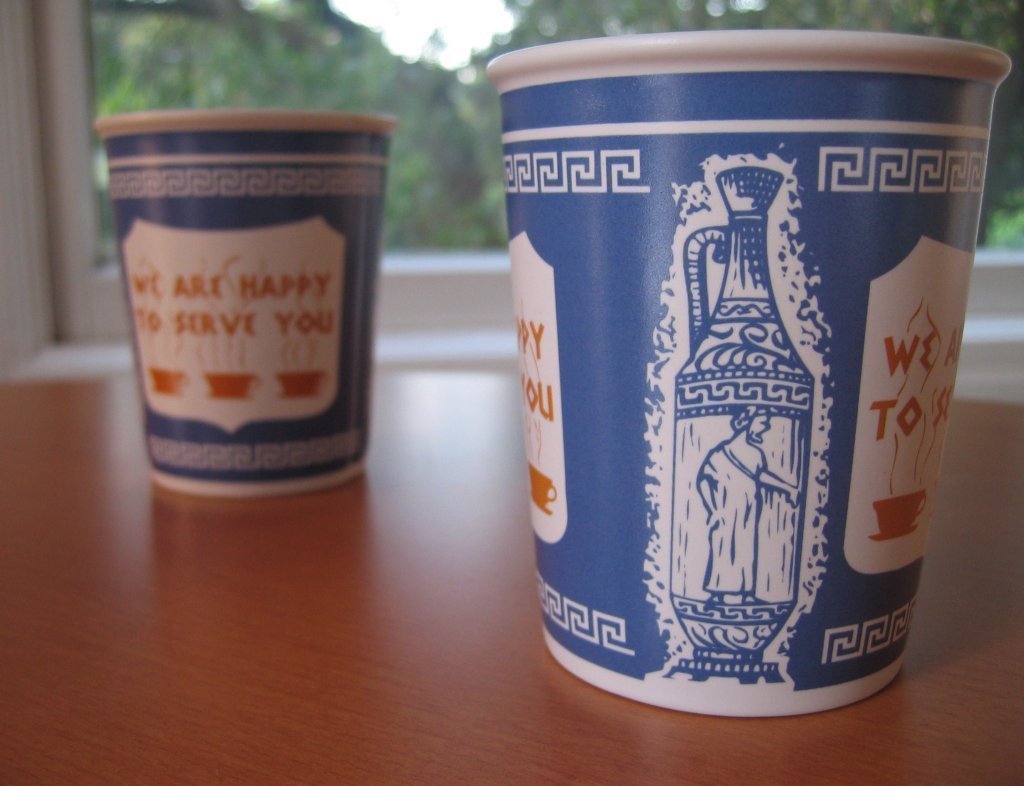 a paper coffee cup design that has become iconic of New York City daily life